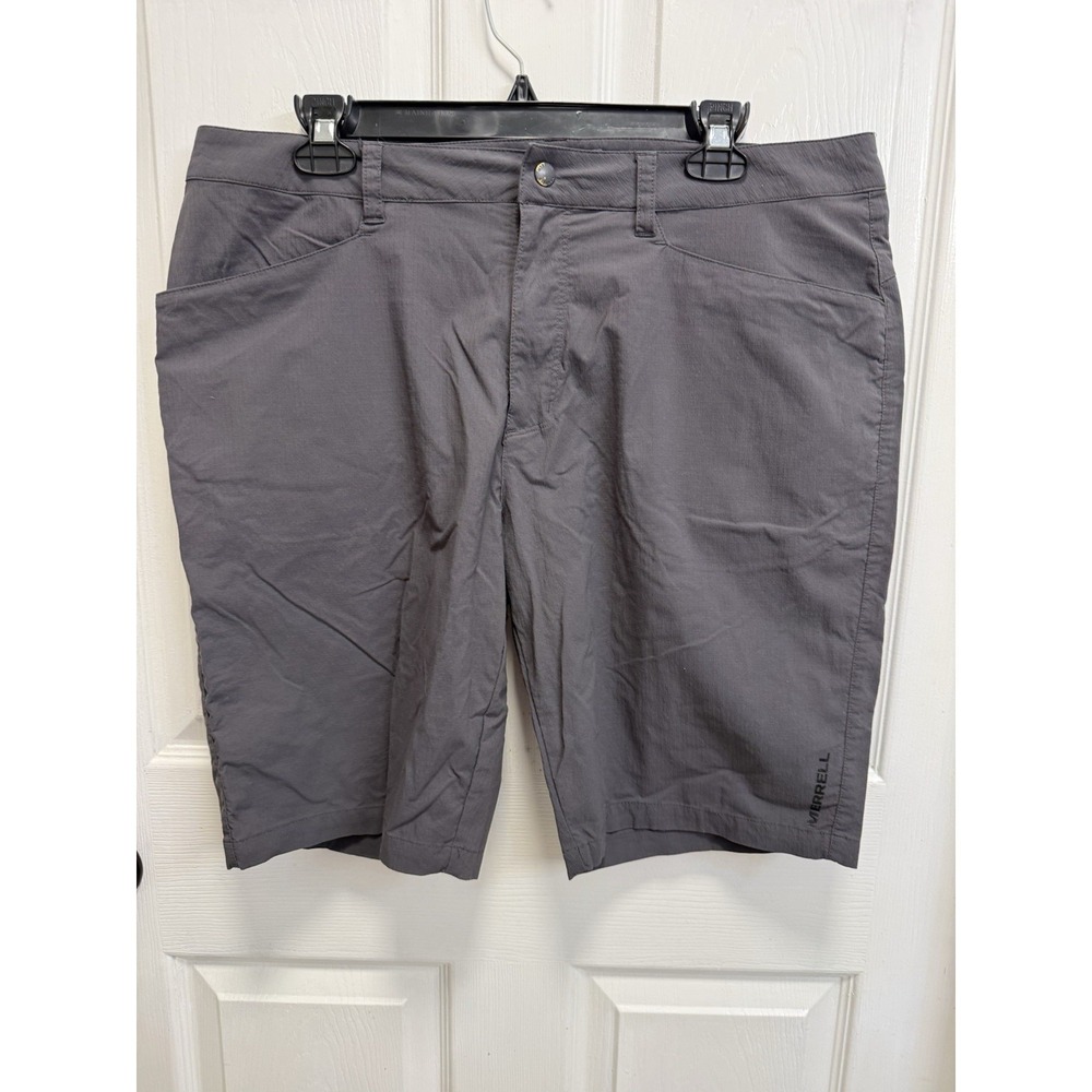 Men's Merrell Gray Flat Front Nylon Shorts Size 36 Hiking Stretch Outdoor Climb